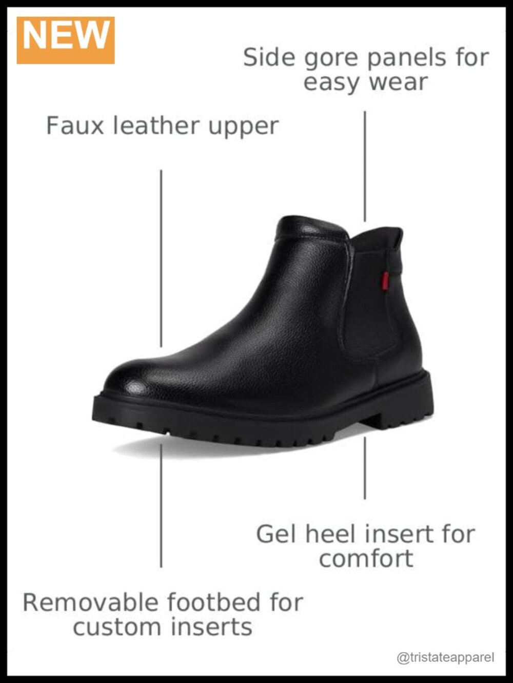Hands-Free Step-In Ankle Boots Faux Leather Round Toe Derby Style - Picture 2 of 6